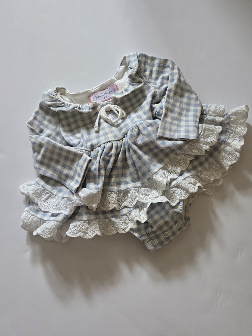 SweetHoney Blue Gingham Belle Bubble ♡ Size 6m